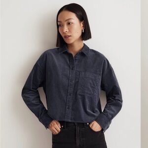 Madewell Dark Blue Corduroy Button-Up Shirt